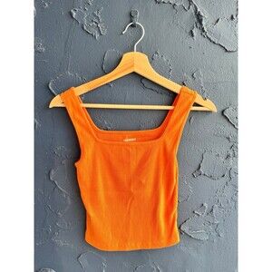 orange square neck tank